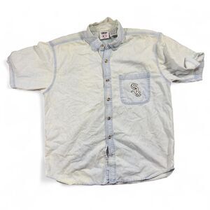 Pro Edge White Sox Shirt Men’s L Light-Wash Denim Cotton Vintage Baseball